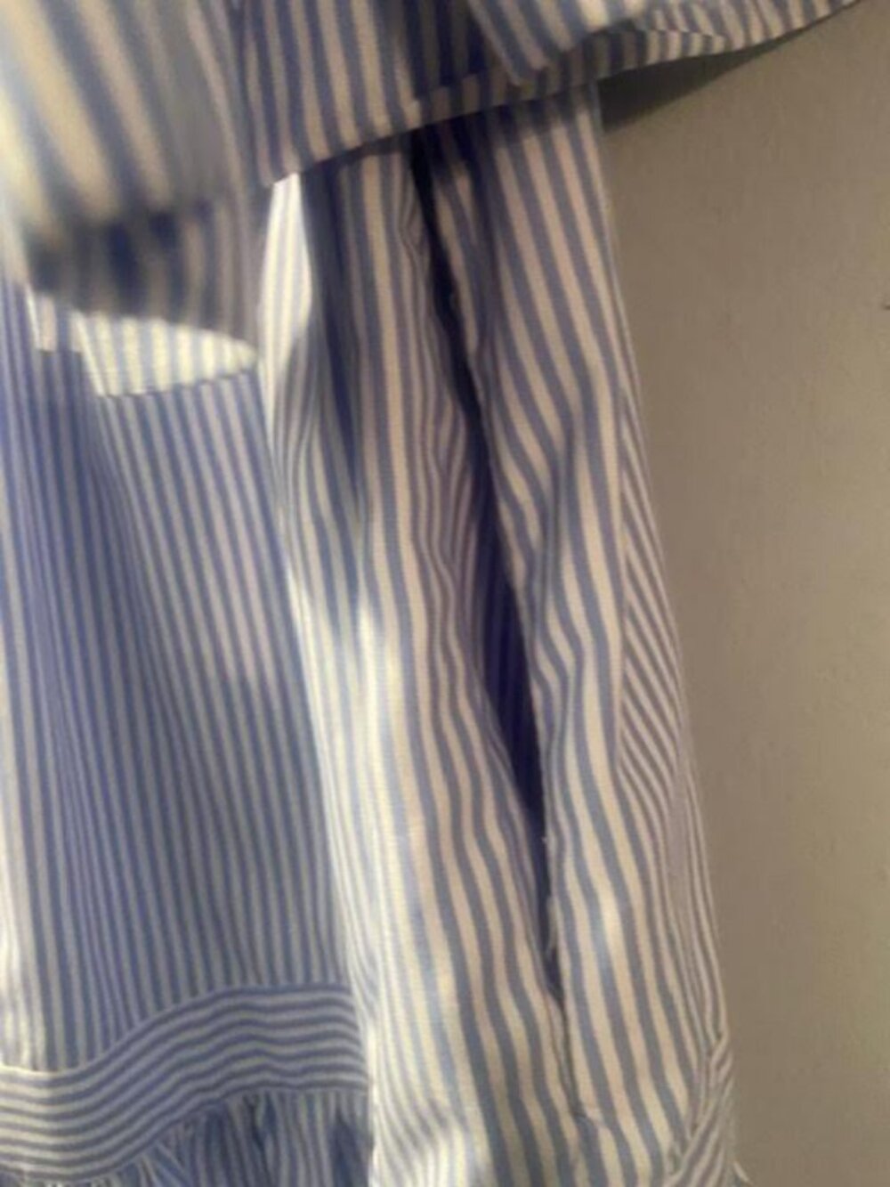 Gretchen Scott Blue White Gingham Tiered Dress Ruffle Neck Size Large Made India - Picture 7 of 7